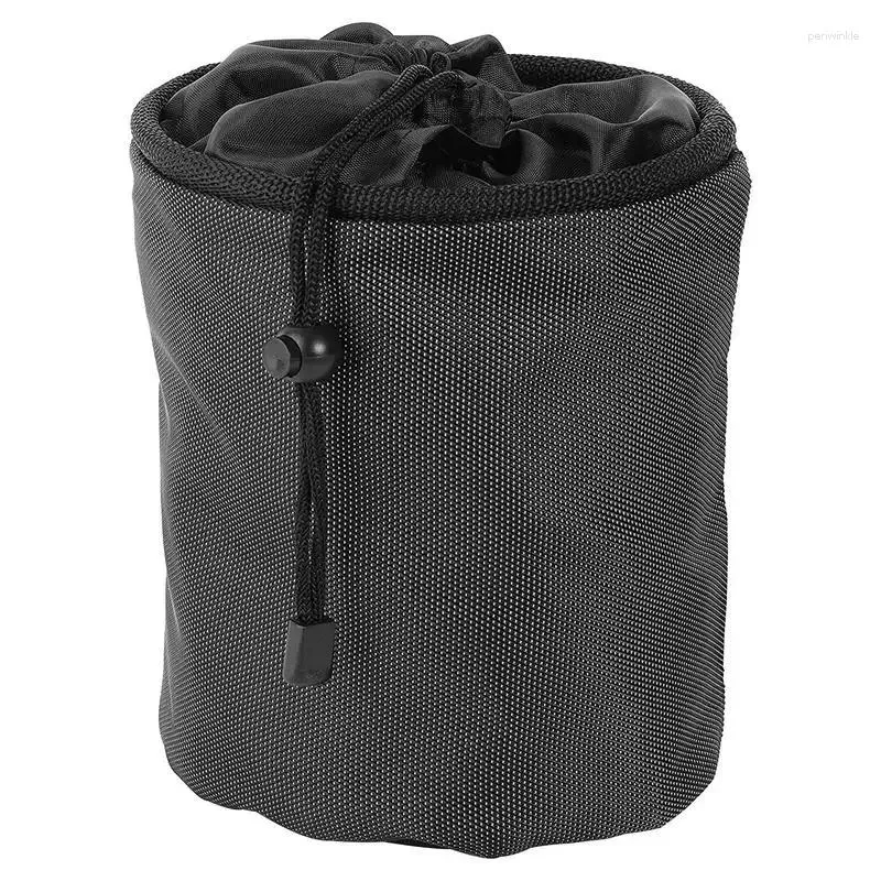 Storage Bags Clothespin Holder Bag Outdoor Black Drawstring Organizer With Secure Carabiner Hanging Hook For Clothesline