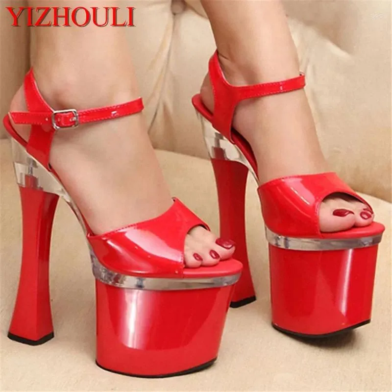 Dress Shoes 18 Cm Sexy High Heel Sandals Model 7 Inch Thick Platform Stage Nightclub Pole Dancing Runway