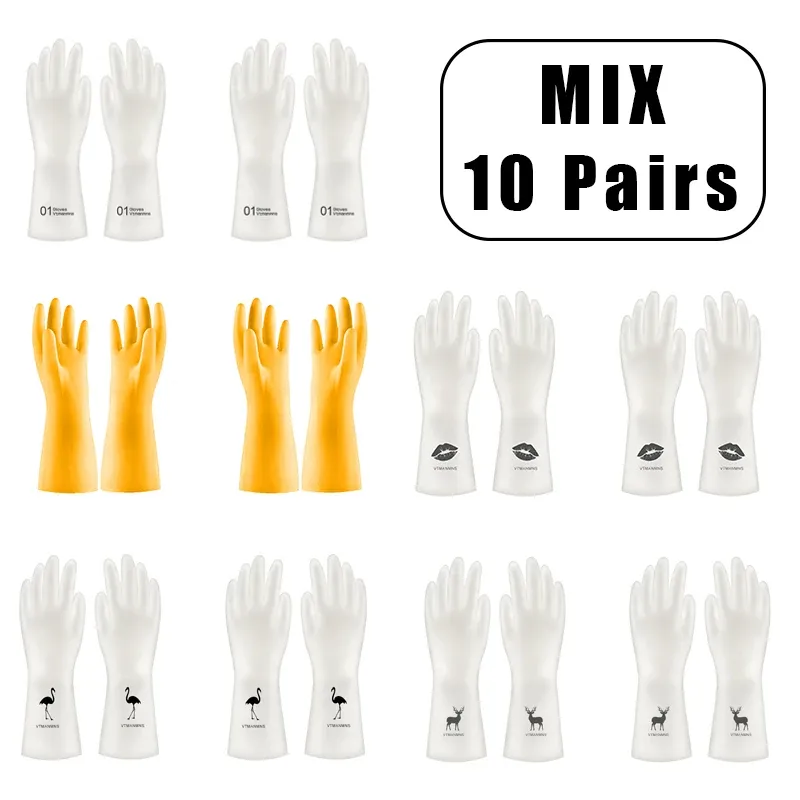 Guantes 10 pares de guantes de limpieza de PVC