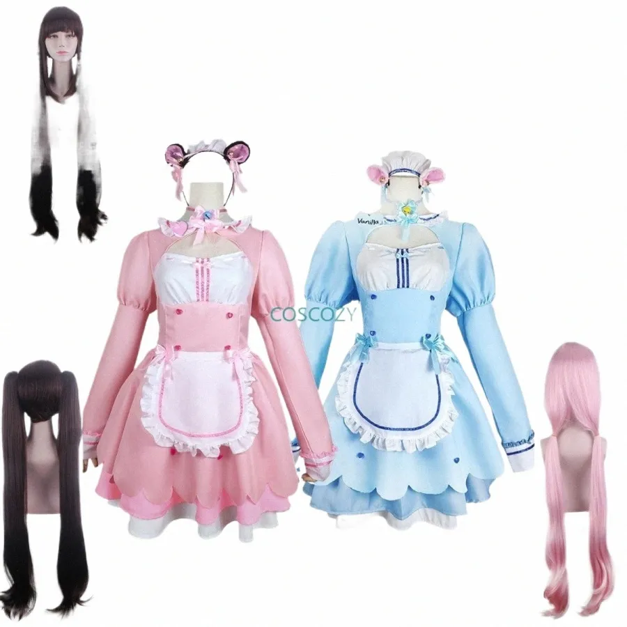 anime Chocolate Vanilla Cosplay Costume Maid Dr Lolita Dr Cute Neko Girls Women Costume Halen Cventi Show Outfit H9eE#