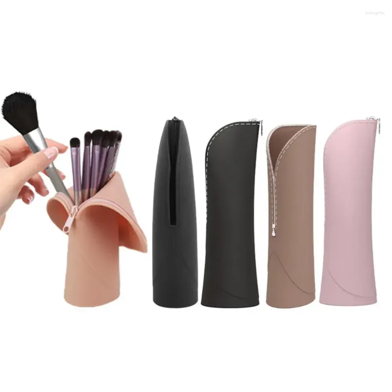 Borse portaoggetti Organizer per pennelli per trucco Borsa cosmetica in silicone impermeabile con chiusura a cerniera per viaggi a casa