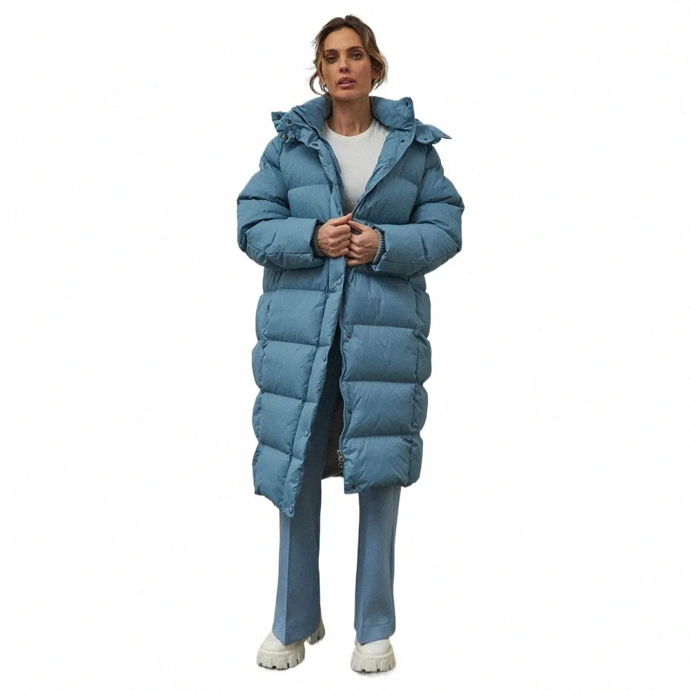 Kadınlar Kış Ceketi Ceket LG Parkas Aşağı Isıtaş Ceket Fi Hooded Lady Down Palto Çatma Sıcak Rüzgar Çekme E8O0#