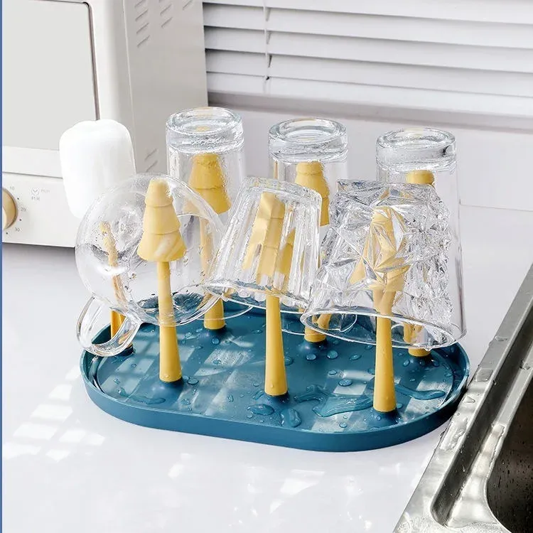 Racks Kitchen Draining Bottle Water Cup Holder Punched TapeFree Cup Brush Table Glass Cup Tea Cup Storage Rack