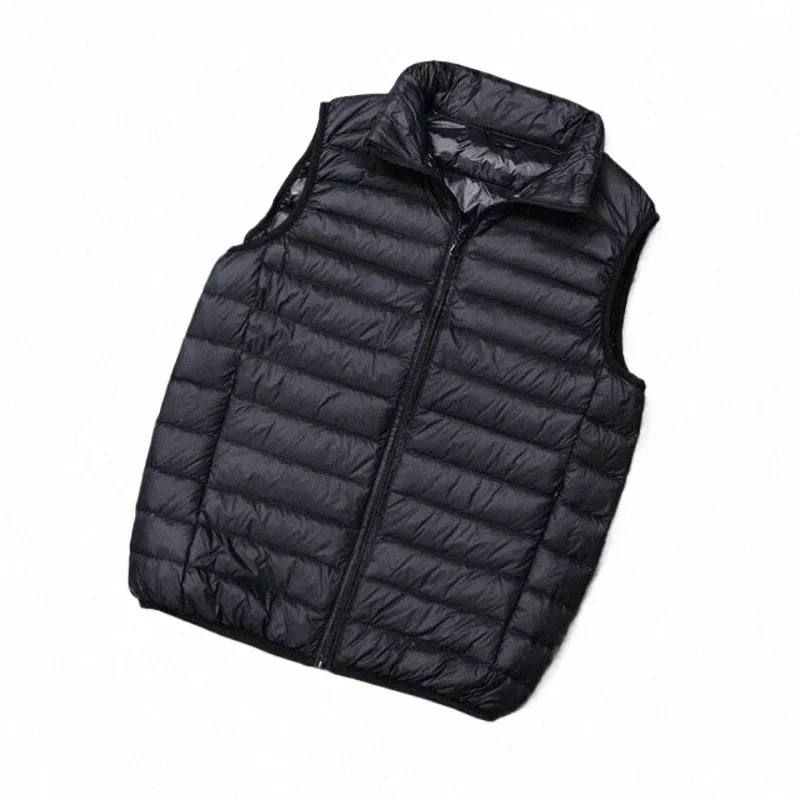 Autunno Inverno Uomo Duck Down Vest 2023 Cappotto Ultralight Sleevel Puffer Vest Giacca Ultra sottile leggero Piumino Gilet R32L #