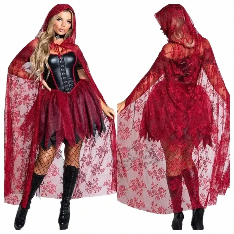 christmas Maid Dr Halen Women Cosplay Costume Fairytale Red Riding Hood Cos Outfits Beer Costume Dr Cloak Necklace 5975#