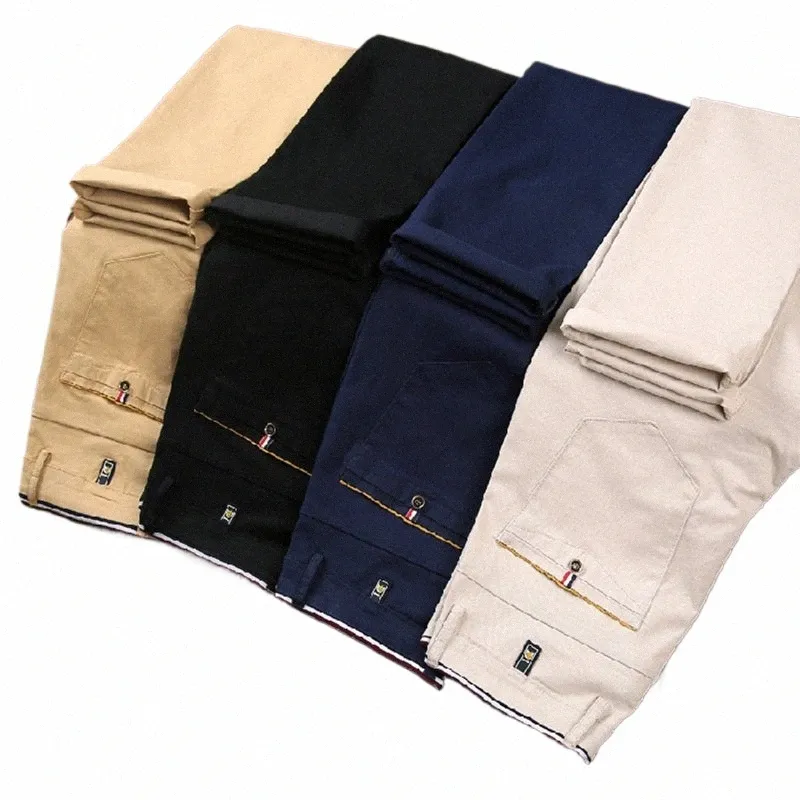 Pantaloni da uomo Busin Slim Fit Lg Pantaloni coreani Fi Casual Pantaloni larghi dritti elasticizzati Pantaloni comodi e traspiranti di alta qualità Y8BU #