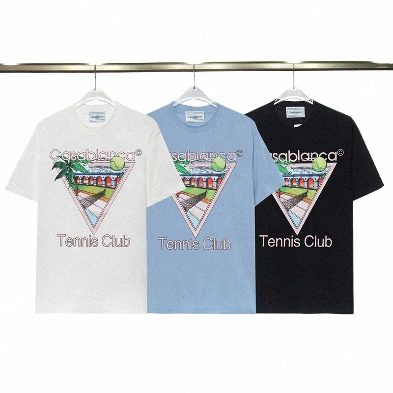 High Street Nouveau T-shirt Lettres Tennis Cocut Arbre Imprimé Tshirt Cott Lâche Casual Manches Courtes Harajuku T-shirt b3Lo #