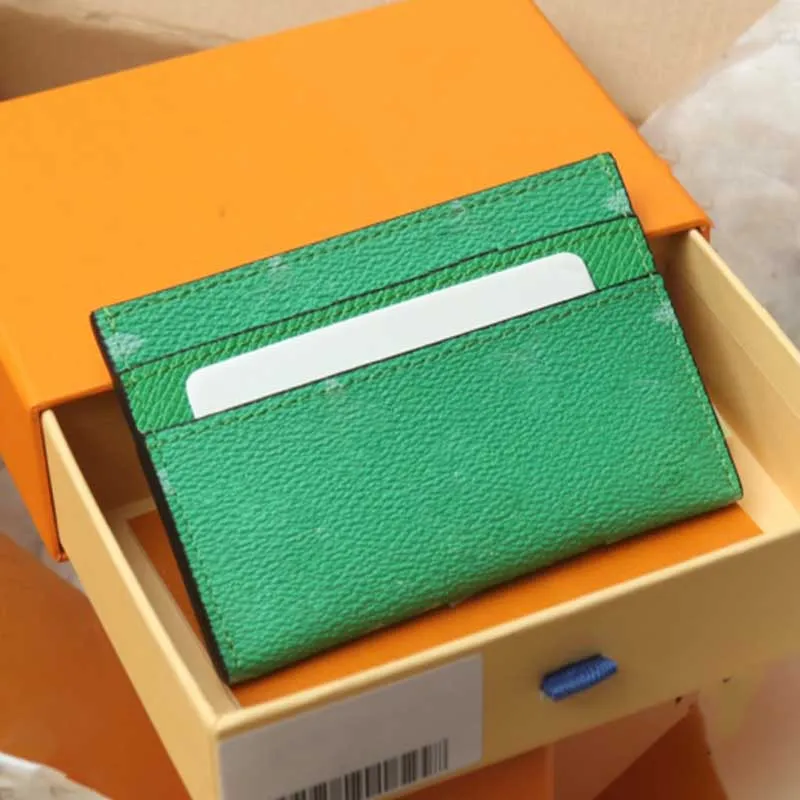 Titulaire de la carte de concepteur de portefeuille pour hommes Top qualité en cuir véritable petit portefeuille femme vert orange blanc bleu porte-carte en toile 10A mini sac à main avec boîte