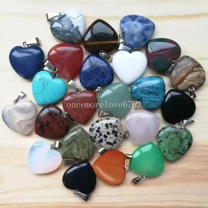 Nature Stone Heart Choker Halsband Gemstone Agate Charm Pendent Halsband med läderkedja för kvinnliga damer smycken gåva grossistpris