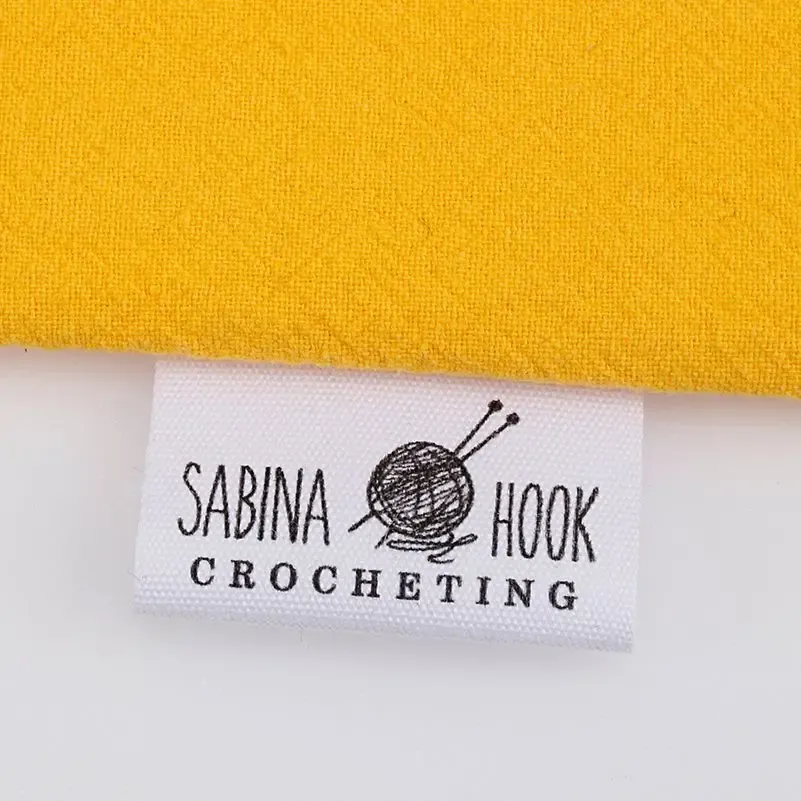 accessori Tessuto di cotone lavabile per lavorare a maglia, uncinetto, etichette da cucire, logo personalizzato, abbigliamento, nome dell'azienda, 35 mm x 60 mm, MD5214