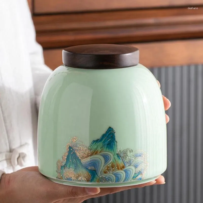 Storage Bottles Vintage Ceramic Tea With Lid Decorative Jars Household Porcelain Sealed Food Containers Candy Nuts Boxes Home Decor