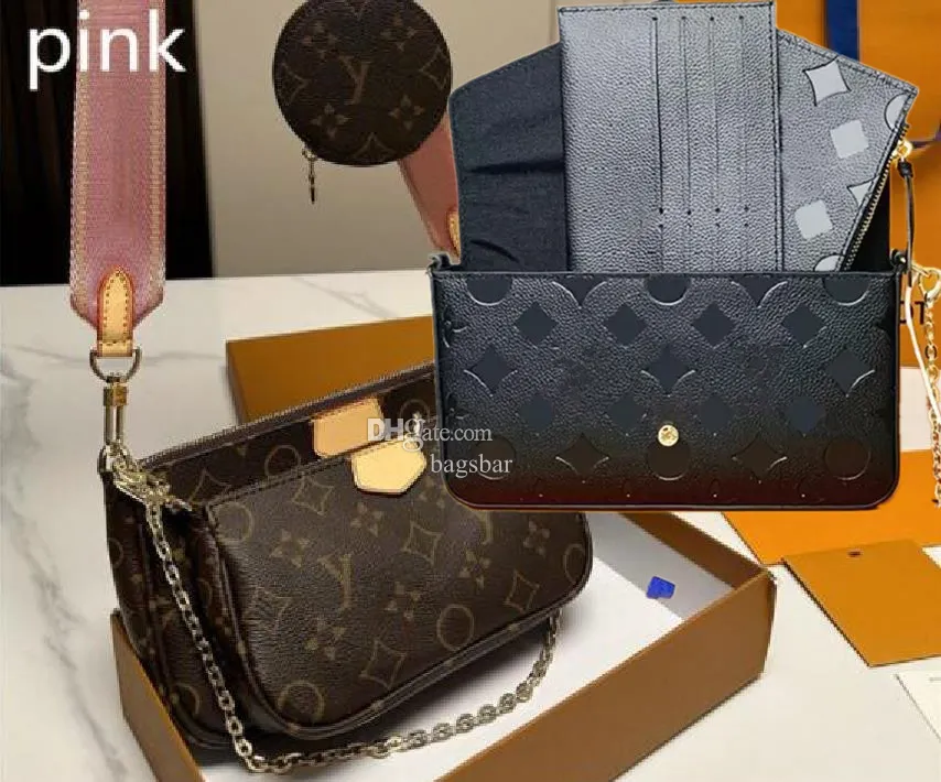 Classic Felicie Pochette Chains väskor Retail Clutch Crossbody Handväskor Kvinnor Portable Flap Designer Plånböcker M44813 61276 Lousis Handväska Vouton Purse Louies 10A