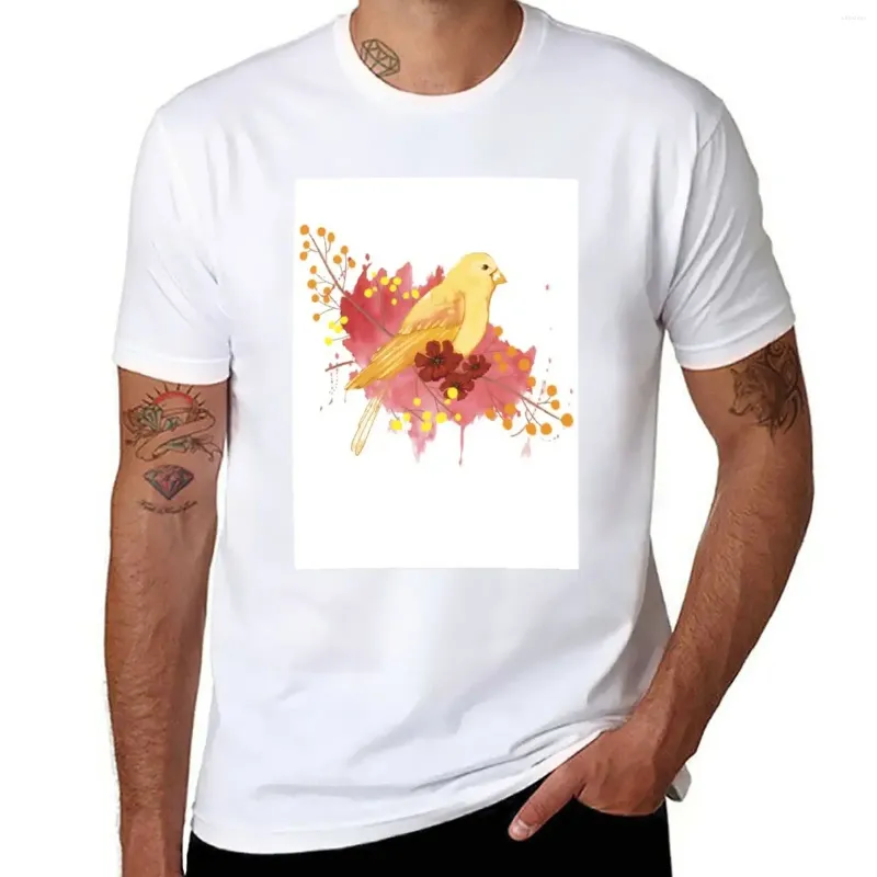 Canotte da uomo T-shirt con uccelli dorati Vestiti anime spazi vuoti Stampa animale Ragazzi Magliette bianche semplici da uomo