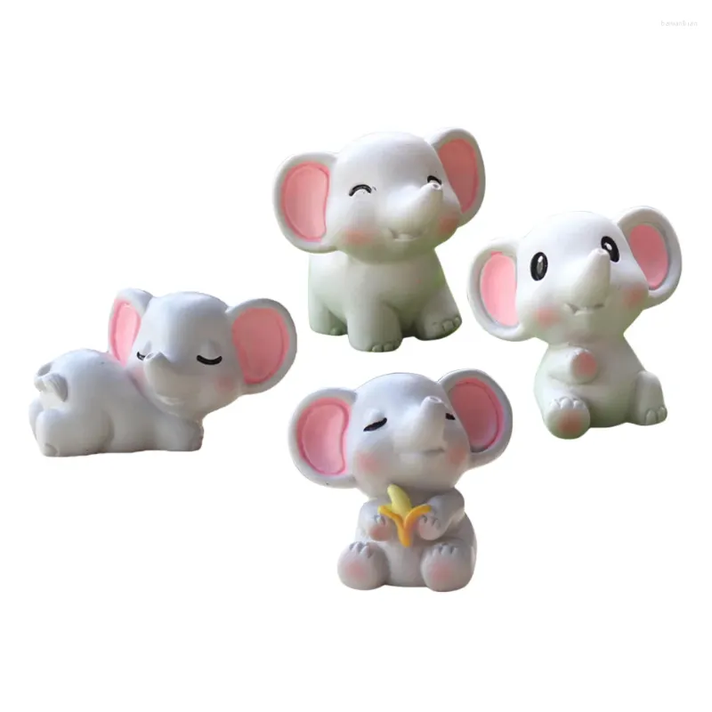 Decorative Figurines 4 Pcs Small Elephant Trinkets Home Decoration Sculpture Resin Craft Decorations