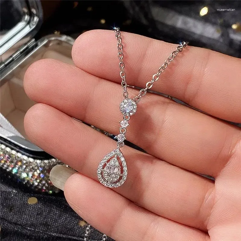 Pendant Necklaces Ly Designed Wedding Accessories Women's Necklace With Brilliant CZ Temperament Sweet Bridal Marriage Jewelry