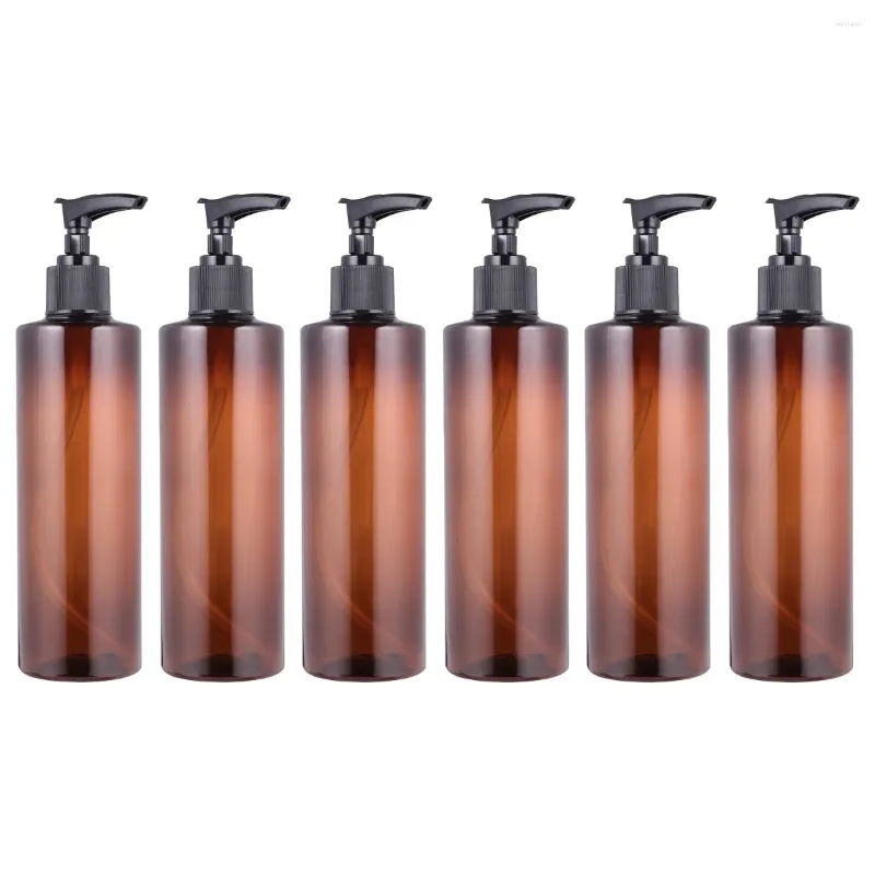 보관 병 6pcs 디스펜서 빈 핸드 펌프 샤워 컨테이너 리필 가능한 샴푸 250ml (Amber)