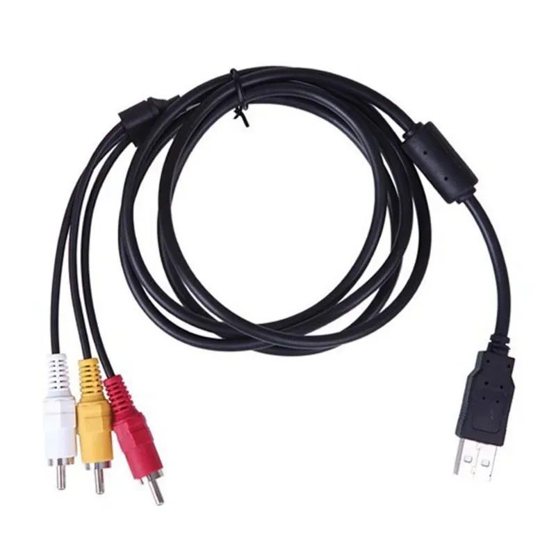 1.5m USB - RCA Kablosu USB 2.0 Erkek - 3 RCA Erkek Kapak Stereo Sesli Video Kablosu Televizyon Bağdaştırıcısı Tel Av A/V TV Adaptörü