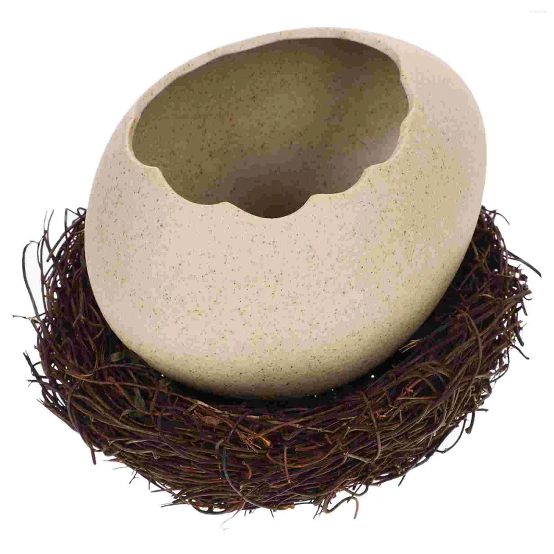 Ciotole Ciotola per zuppa Decorativa Guscio d'uovo incrinato Fioriera succulenta Piatto da portata in ceramica rattan