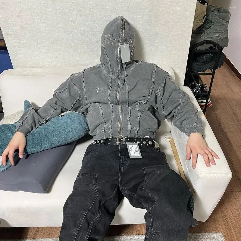 Thug Club Vintage Zipper Techwear Hoodie For Men Patchwork Thug Club Vintage Zipper Techwear Hoodie For Men Patchwork