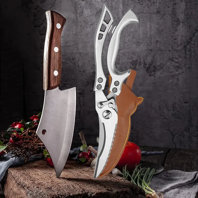 Ножи Кованый нож шеф-повара Нож для обвалки рыбного филе Тесак Кухонные режущие инструменты Ножницы Ножницы для нарезки мяса на костях Ножи для пилинга
