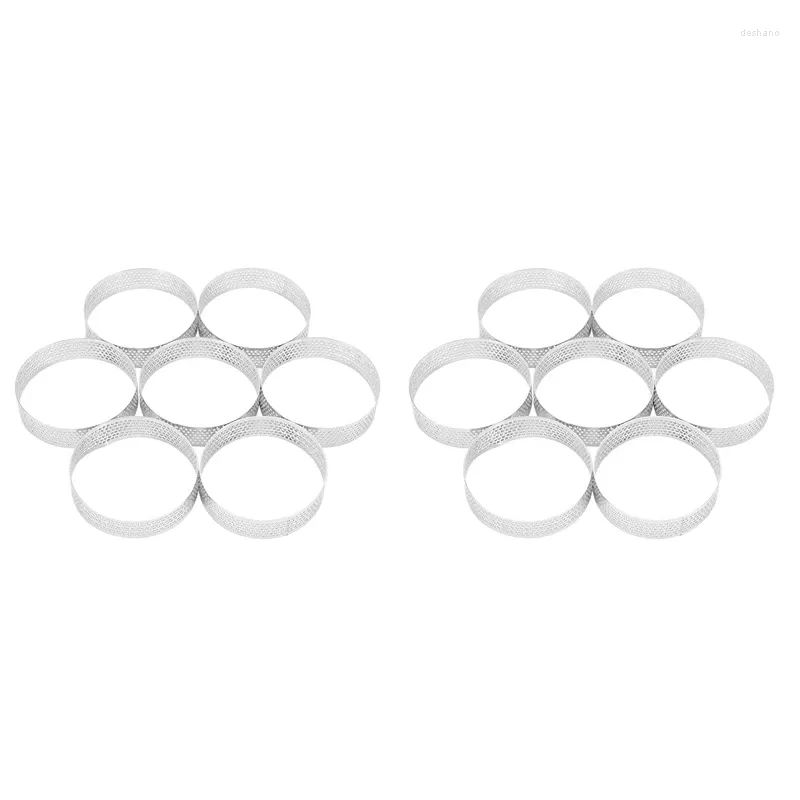 Moules de cuisson 10 pcs circulaire poreux tarte anneau fond tour tarte gâteau moule outils résistant à la chaleur mousse perforée 8 cm