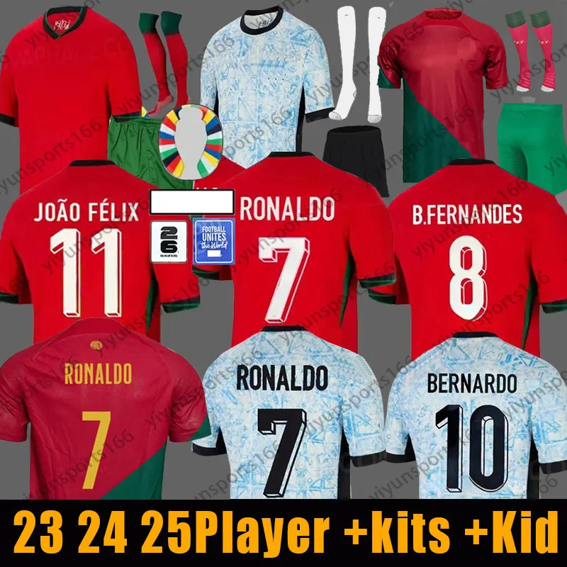 23 24 25 Portugalia koszulki piłkarskie Ronaldo retro długie rękawy Portugalskie koszulki Joao Felix Ruben Neves Diogo Portugieser Portugal Football Shirt Zestaw dla dzieci