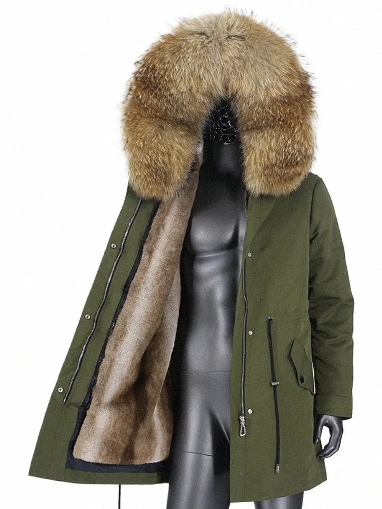 Furyourself 2023 MĘŻCZYZNA LG PARKAS WODYPROOM WODY KURTA Zimowa Naturalna Real Racco Fox Fur Płaszcz Kołek Harme Streetwear 412Z#