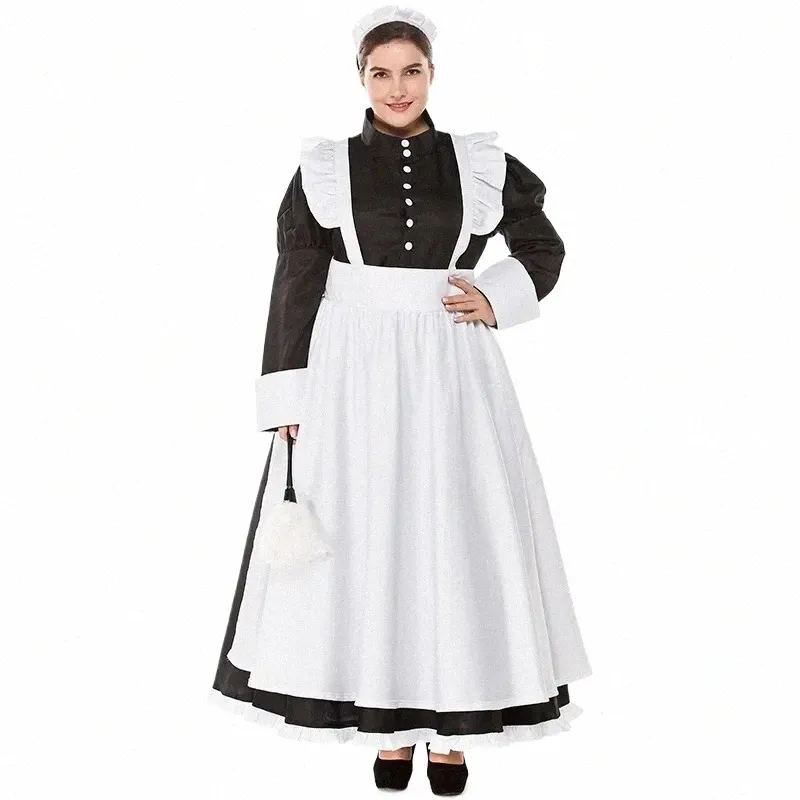 S-xxl Colial Vittoriano Maid Halen Costume Donna Servo Festival Carnevale Cott Dr Governante Apr Outfit per adulti K0Pt #