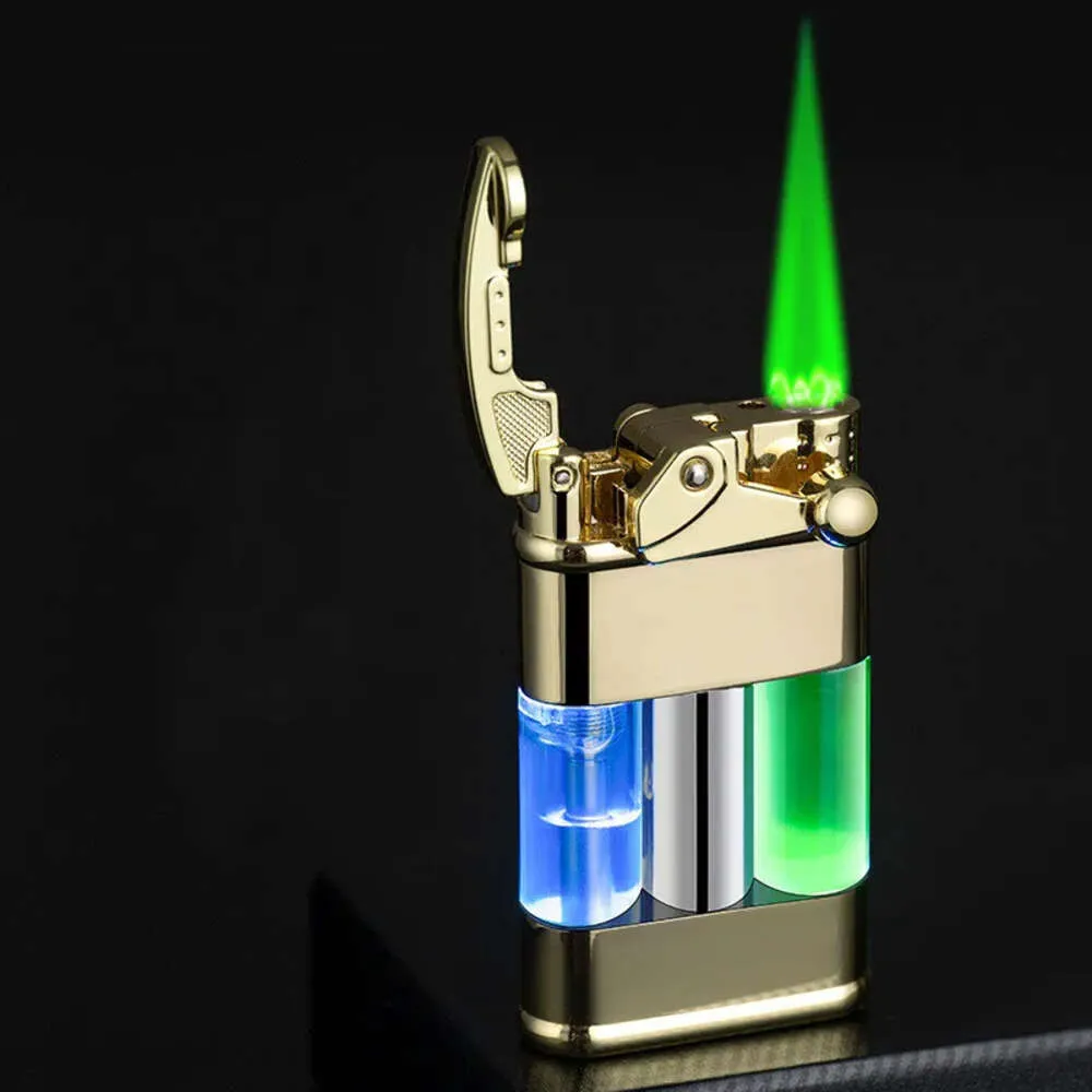 Ny vindtät direktladdning Stark eldmetallturbinfackla lättare kök Barbecue Camping Cigar Lighter Outdoor High End Gift