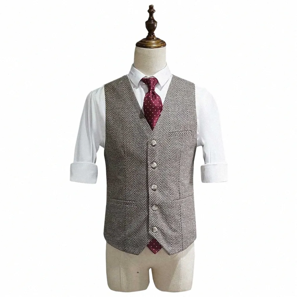 british Style Retro Suit Vest Men's Leisure Korean Trend Waistcoat Persality Groom Wedding Dr Office Streetwear Casual X925#