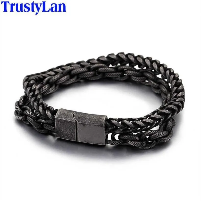 10 Inches Heavy Chain Link Stainless Steel Men's Bracelet For Men Mens Bracelets & Bangles Biker Jewelry Bracelet Male Punk 2286E