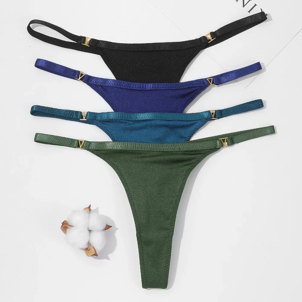 VKME Womens Sexiga thong trosor underkläder låg midja g-sträng t-bants trosor kvinnliga komfort bomullsbror underkläder 240320
