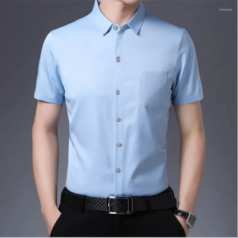 Men's Slim Fit Dress Shirts Short Sleeved Solid Color Business Shirt with  Turn-down Collar from Dhgate Men's Dress Shirts - price 24.85