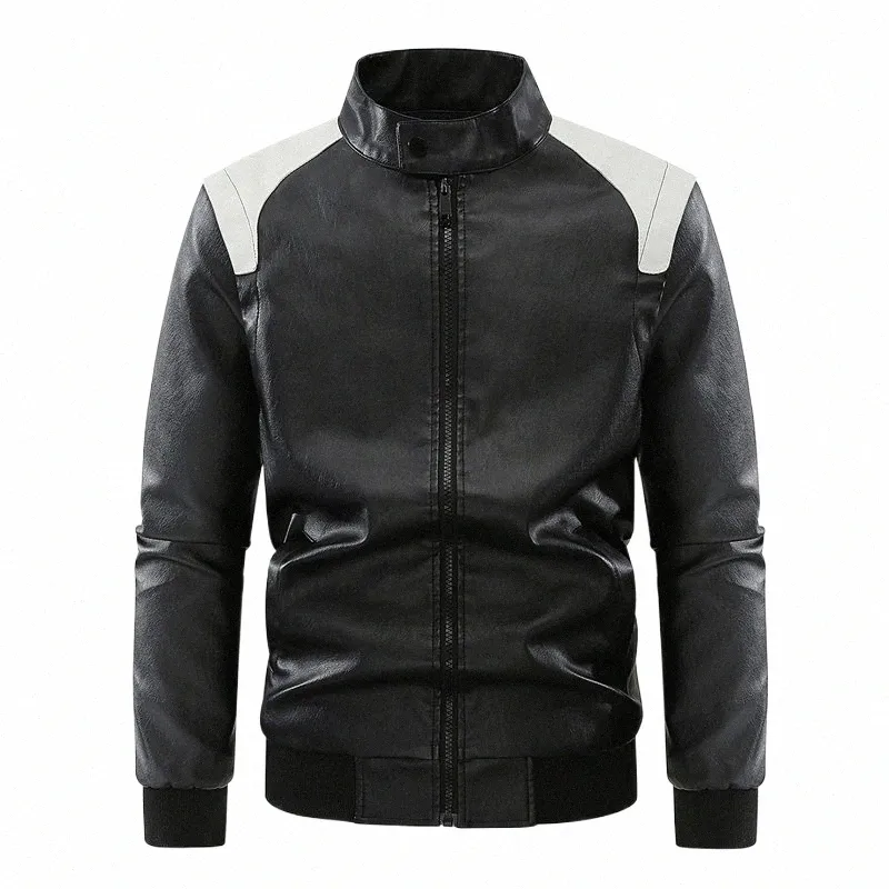 Nouvelle veste de moto d'automne et d'hiver pour hommes, marque de haute qualité, veste de loisirs en cuir pour hommes, manteau en peluche Pu, taille américaine Q5EF #
