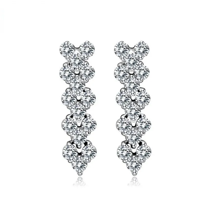 3A Autriche Diamant Stud Luxe Coeur Designer Boucles D'oreilles Brillant Cristal Véritable 925 Sterling Silver Charm Zircon Roman Love Earring269c