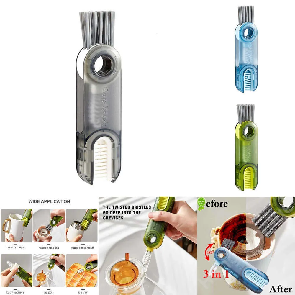 2024 3 In 1 Cup Cleaning Brush Multifunctional Cup Mouth Scrubber Rotatable Kitchen Cleaning Brush Bottle Gap Cleaner Accessories