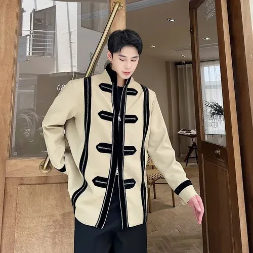 men Chinese Style Stand Collar Fi Loose Casual Vintage Zipper