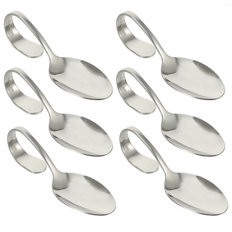 Forks 6 Pcs Ice Cream Scoop Curved Handle Spoon Rustproof Tableware Decorate Western Buffet Serving Baby