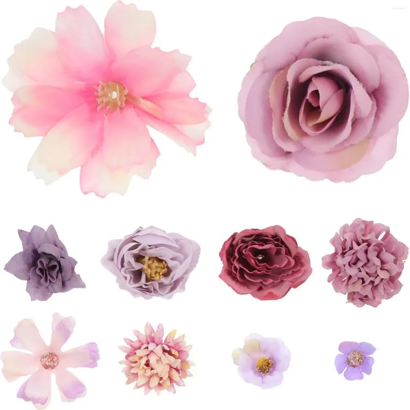 Decorative Flowers 20 Pcs Mini Flower Bouquet Artificial Party Small Wedding Fake Ornament Heads Purple Craft