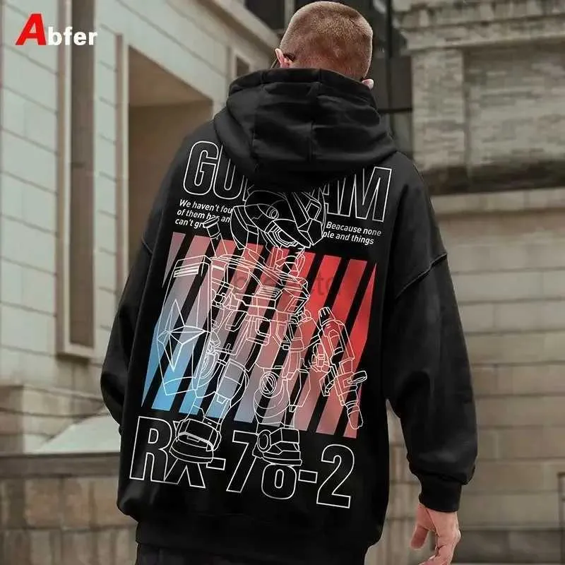 Men's Hoodies Sweatshirts Abfer Autumn Winter Men Anime Hoodie Gundam Manga Hooded Sweatshirts Streetwear Cartoon Tracksuit Man Hip Hop Pullover Hoodies 24328