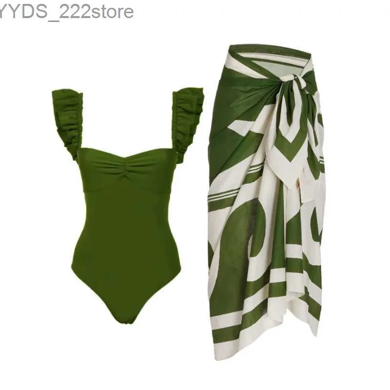 Jupes Skorts 2023 nouvelle mode une pièce maillot de bain maillots de bain avec jupe femmes rétro vacances nœud papillon Monokini robe de plage couvrir maillot de bain yq240328