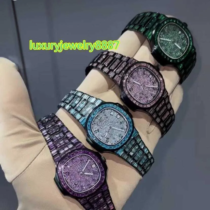 Anpassa Iced Out Watch VVS Moissanite Diamond Hip-Hop Mechanical Watches Luxury Byst Down