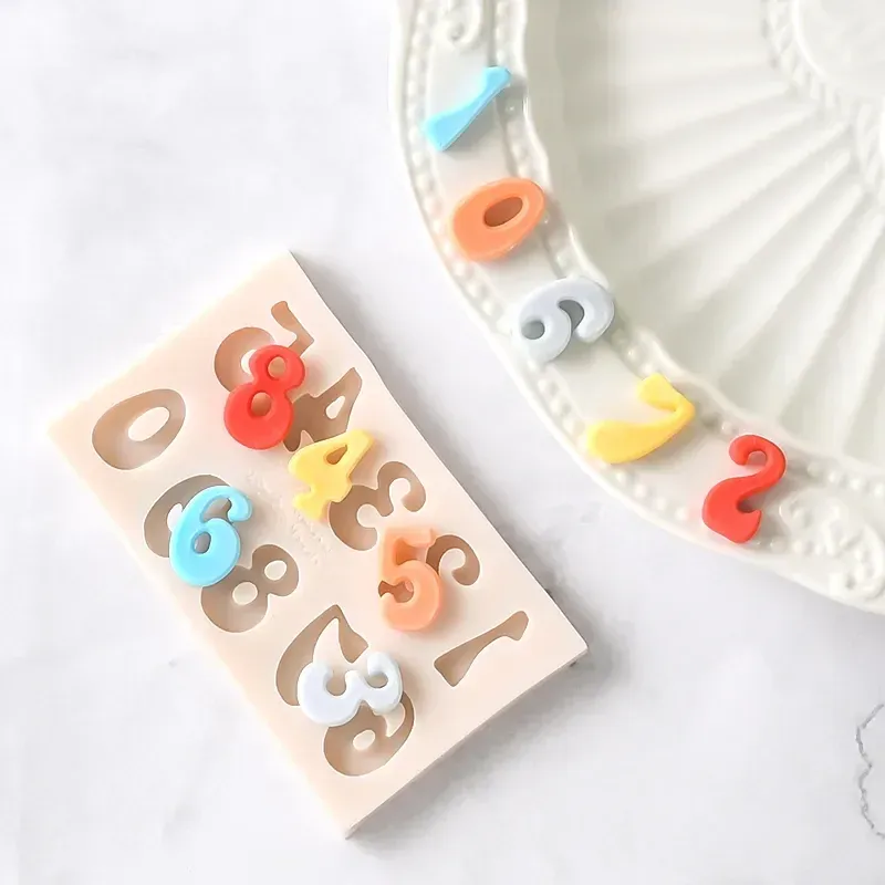 Cakelove Cute Number colorful Silicone Mold household turning sugar Chocolate cake Silicone Mold Baking Tool Fondant Cookie Kit