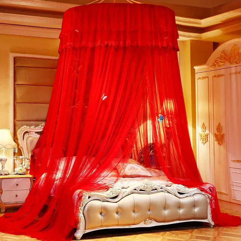 Mosquito Net Over The Bed Foldable Curtain for King Queen Size Luxury Double Marriage Princess Dome Romantic Antimosquito 240321