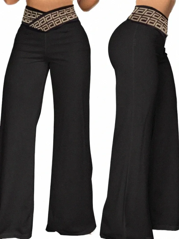 Pantalon à ceinture imprimé à motifs rétro Fiable Everyday Pantalon taille haute évasé Lg N4il #