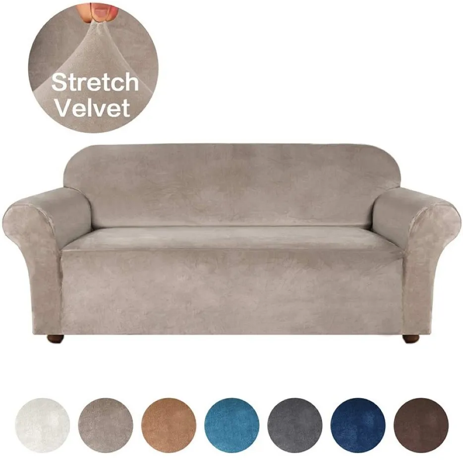 Capa de sofá elástica de veludo de alta qualidade para sala de estar capa protetora de móveis capa de sofá elástica 1 2 3 4 lugares238j