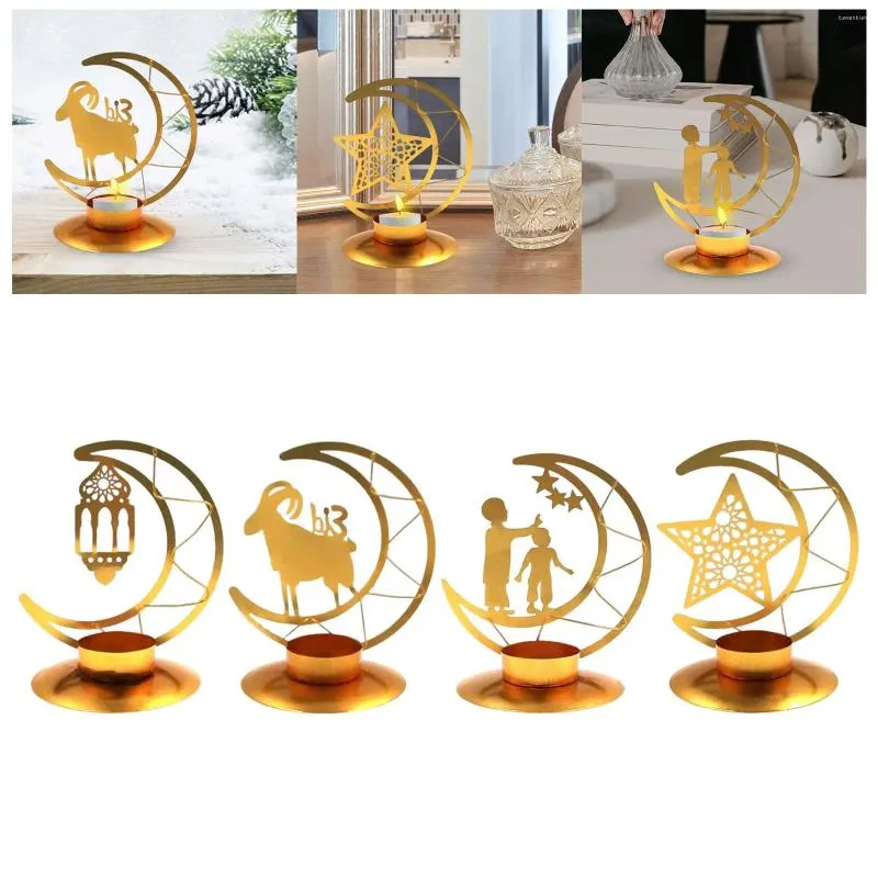 Castiçais Eid Mubarak Ramadan Decorações de mesa Suporte de castiçal para mesa muçulmana islâmica Reunindo El Sala de jantar