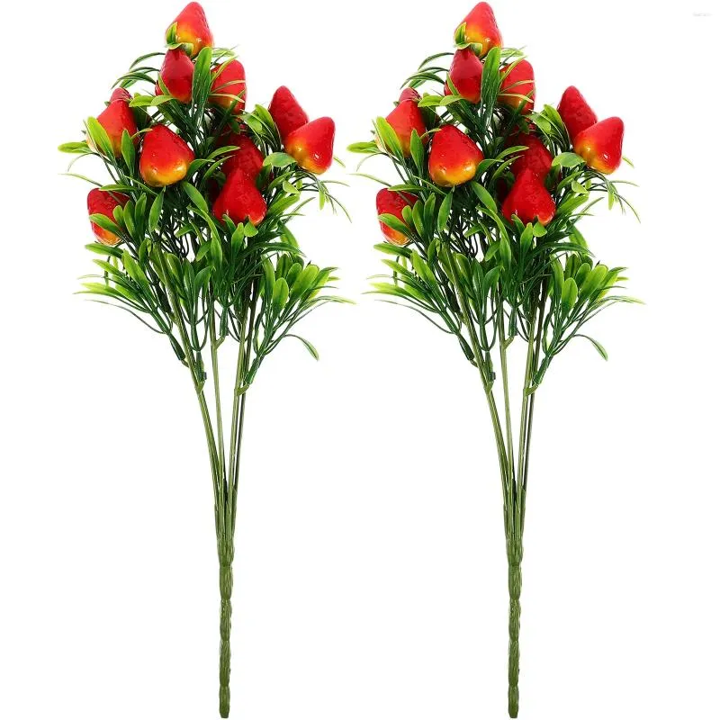 Flores decorativas peças centrais de flores simuladas decorações de casamento de morango para cerimônia ramo artificial