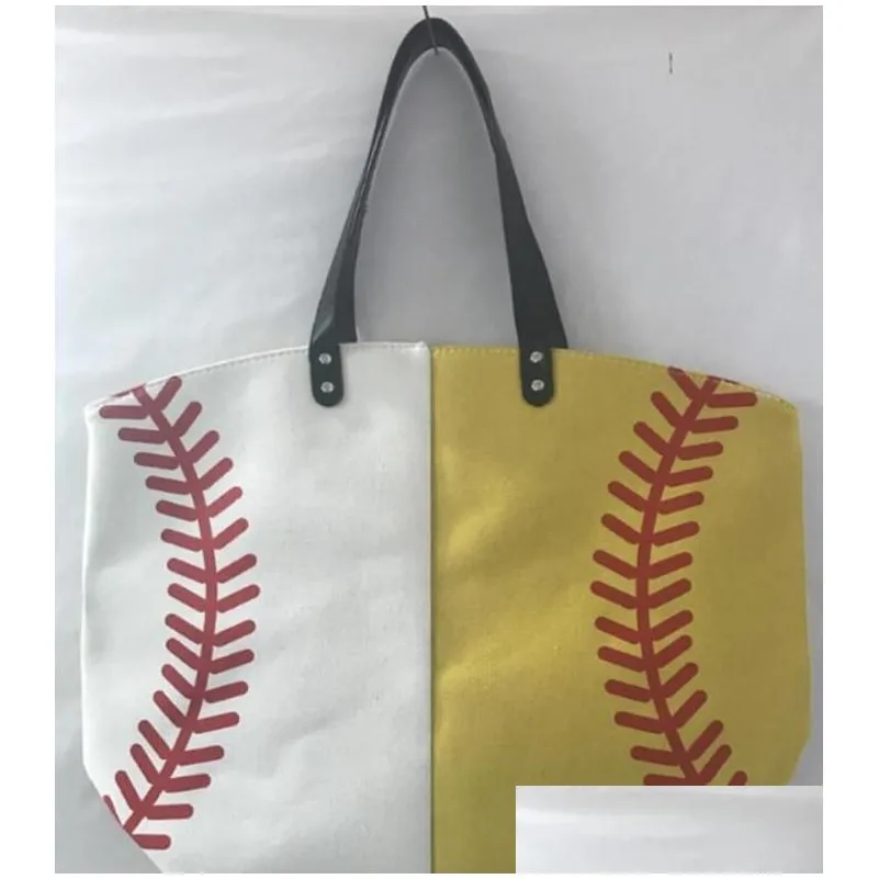 Sacs de plein air 2021 Toile Beach Sports Half Baseball Softball Fourre-tout Football Shouder Girl Volleyball Totes Stockage Drop Livraison en plein air Dhevd