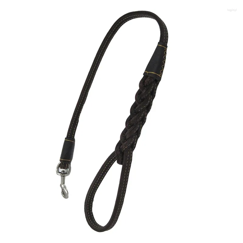 Colliers pour chiens, grande laisse, corde de Traction tressée en cuir véritable, grandes laisses de marche, plomb de 170cm pour chiens de berger allemand